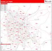 Greater Las Vegas Metro Area Digital Map Red Line Style